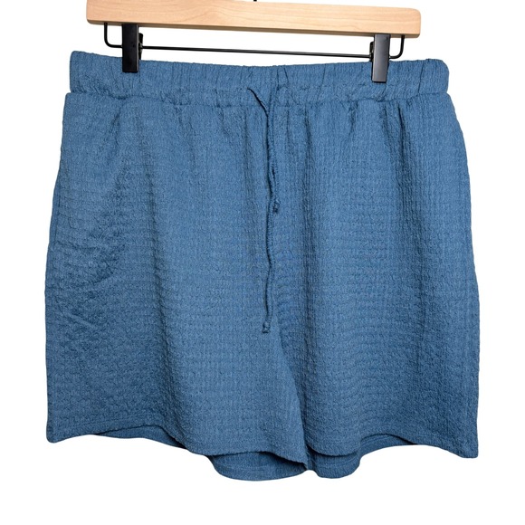 Fashion Nova Pants - Fashion‎ Nova Blue Elastic Waist Drawstring Wide Leg Lounge Shorts Womens XL